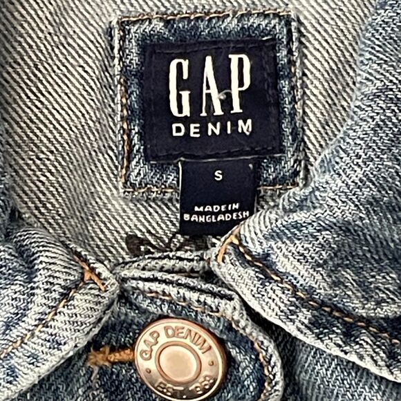 ~ Gap Kids S Jean Jacket Snaps Medium Wash Pockets Denim Cotton Blue Soft Unisex - Picture 5 of 15
